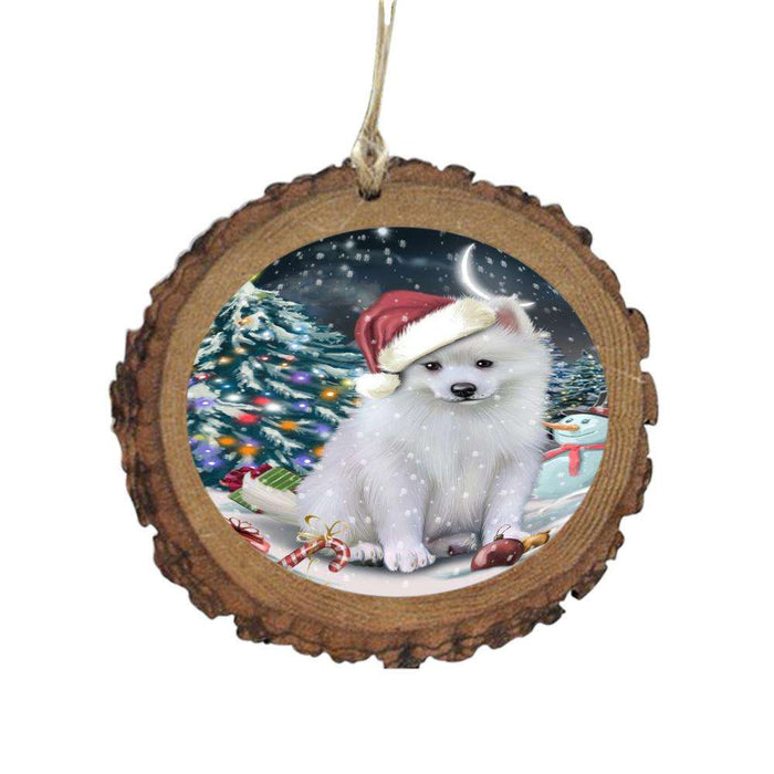 Have a Holly Jolly Christmas Happy Holidays American Eskimo Dog Wooden Christmas Ornament WOR48060