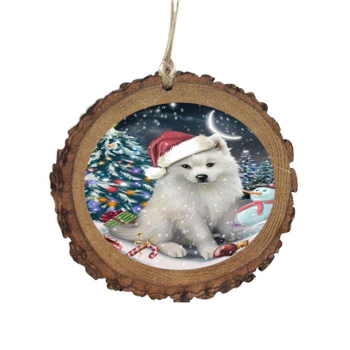 Have a Holly Jolly Christmas Happy Holidays American Eskimo Dog Wooden Christmas Ornament WOR48061