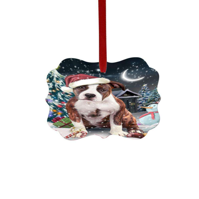 Have a Holly Jolly Christmas Happy Holidays American Staffordshire Dog Double-Sided Photo Benelux Christmas Ornament LOR48009