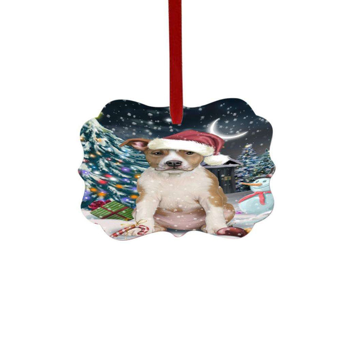 Have a Holly Jolly Christmas Happy Holidays American Staffordshire Dog Double-Sided Photo Benelux Christmas Ornament LOR48011