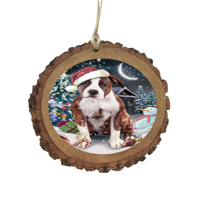 Have a Holly Jolly Christmas Happy Holidays American Staffordshire Dog Wooden Christmas Ornament WOR48009