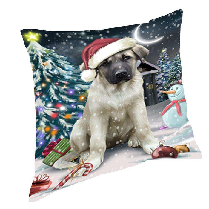 Have a Holly Jolly Christmas Happy Holidays Anatolian Shepherd Dog Throw Pillow PIL088
