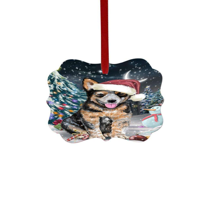 Have a Holly Jolly Christmas Happy Holidays Australian Cattle Dog Double-Sided Photo Benelux Christmas Ornament LOR48012