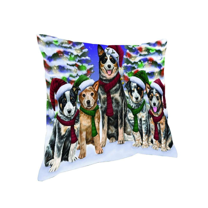 Have a Holly Jolly Christmas Happy Holidays Australian Cattle Dog Throw Pillow PIL1612