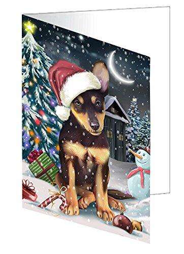 Have a Holly Jolly Christmas Happy Holidays Australian Kelpie Dog Handmade Artwork Assorted Pets Greeting Cards and Note Cards with Envelopes for All Occasions and Holiday Seasons GCD095