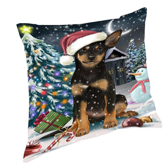 Have a Holly Jolly Christmas Happy Holidays Australian Kelpie Dog Throw Pillow PIL096