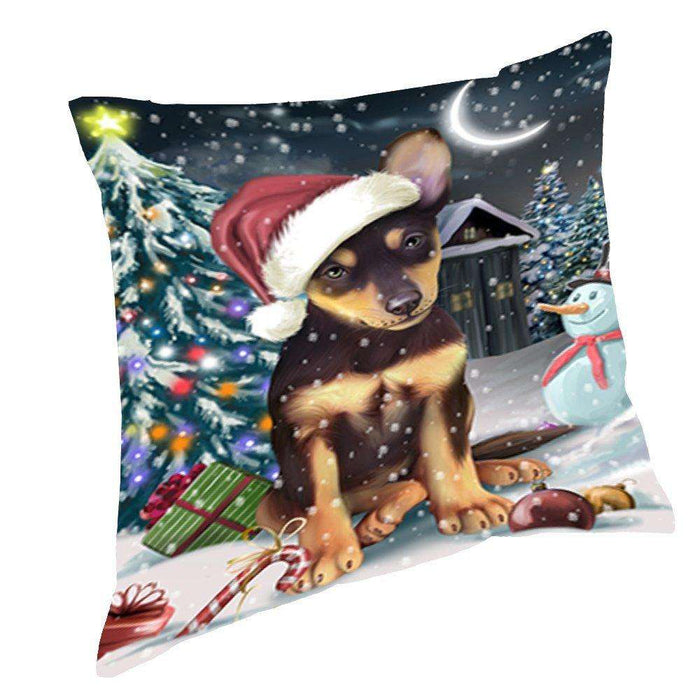 Have a Holly Jolly Christmas Happy Holidays Australian Kelpie Dog Throw Pillow PIL100