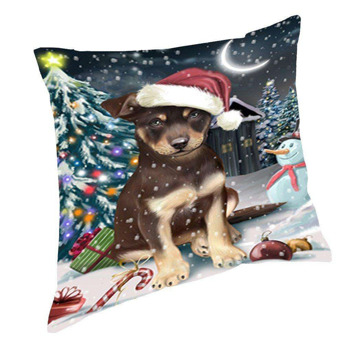 Have a Holly Jolly Christmas Happy Holidays Australian Kelpie Dog Throw Pillow PIL104