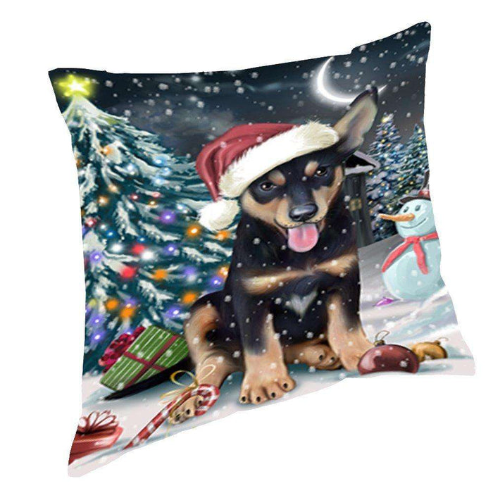 Have a Holly Jolly Christmas Happy Holidays Australian Kelpie Dog Throw Pillow PIL108