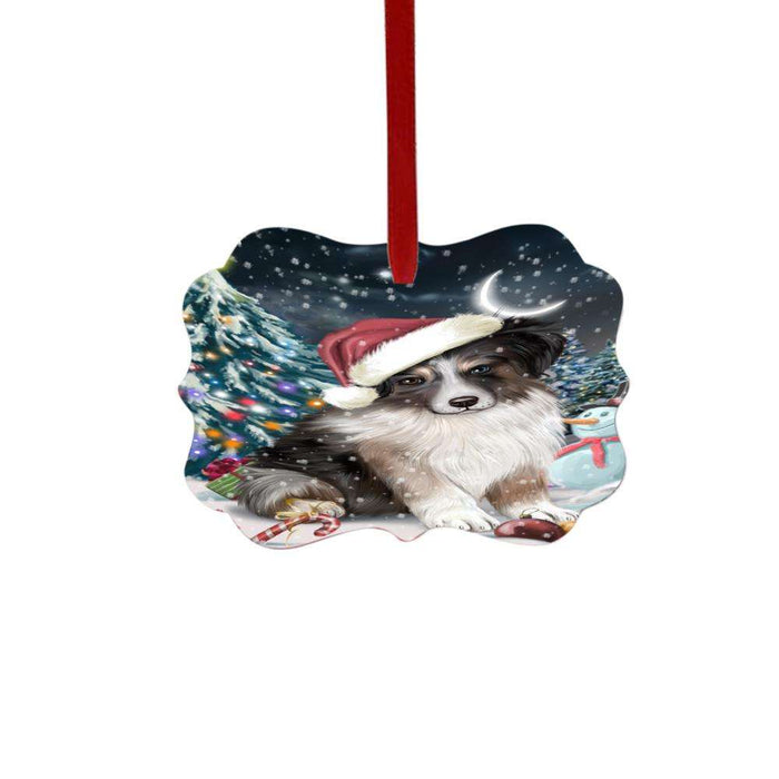 Have a Holly Jolly Christmas Happy Holidays Australian Shepherd Dog Double-Sided Photo Benelux Christmas Ornament LOR48072