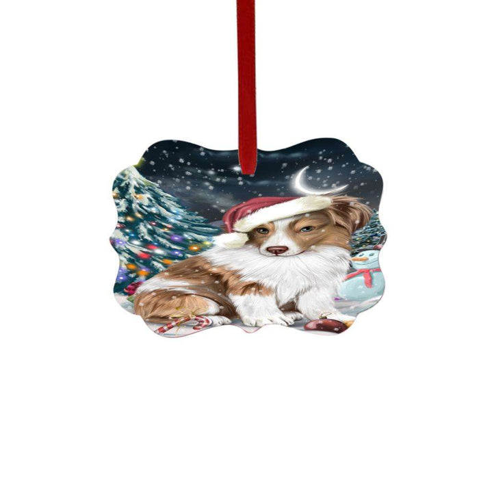 Have a Holly Jolly Christmas Happy Holidays Australian Shepherd Dog Double-Sided Photo Benelux Christmas Ornament LOR48073