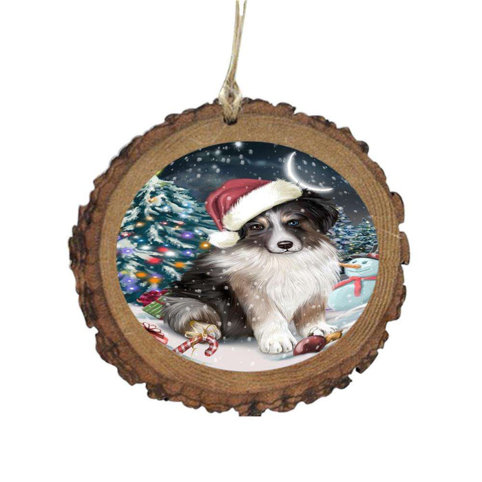 Have a Holly Jolly Christmas Happy Holidays Australian Shepherd Dog Wooden Christmas Ornament WOR48072