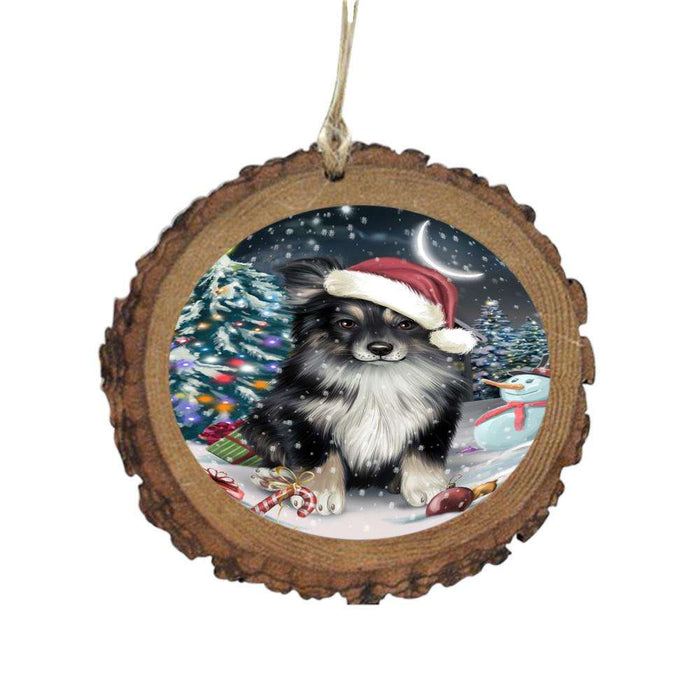 Have a Holly Jolly Christmas Happy Holidays Australian Shepherd Dog Wooden Christmas Ornament WOR48074