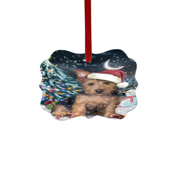 Have a Holly Jolly Christmas Happy Holidays Australian Terrier Dog Double-Sided Photo Benelux Christmas Ornament LOR48017