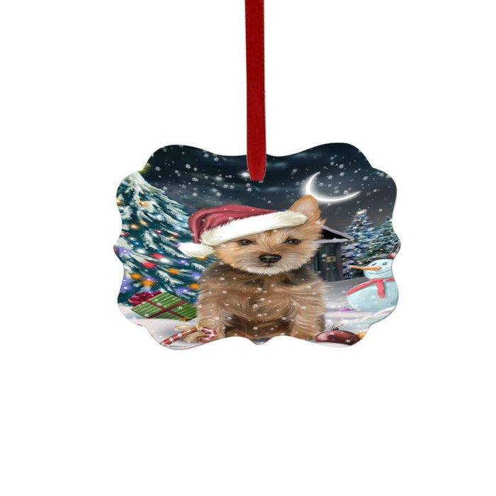 Have a Holly Jolly Christmas Happy Holidays Australian Terrier Dog Double-Sided Photo Benelux Christmas Ornament LOR48019