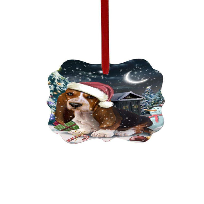 Have a Holly Jolly Christmas Happy Holidays Basset Hound Dog Double-Sided Photo Benelux Christmas Ornament LOR48077