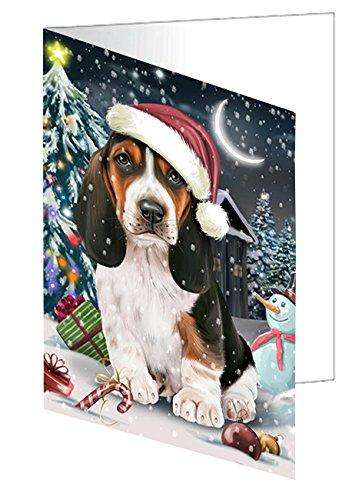 Have a Holly Jolly Christmas Happy Holidays Basset Hound Dog Handmade Artwork Assorted Pets Greeting Cards and Note Cards with Envelopes for All Occasions and Holiday Seasons GCD2345