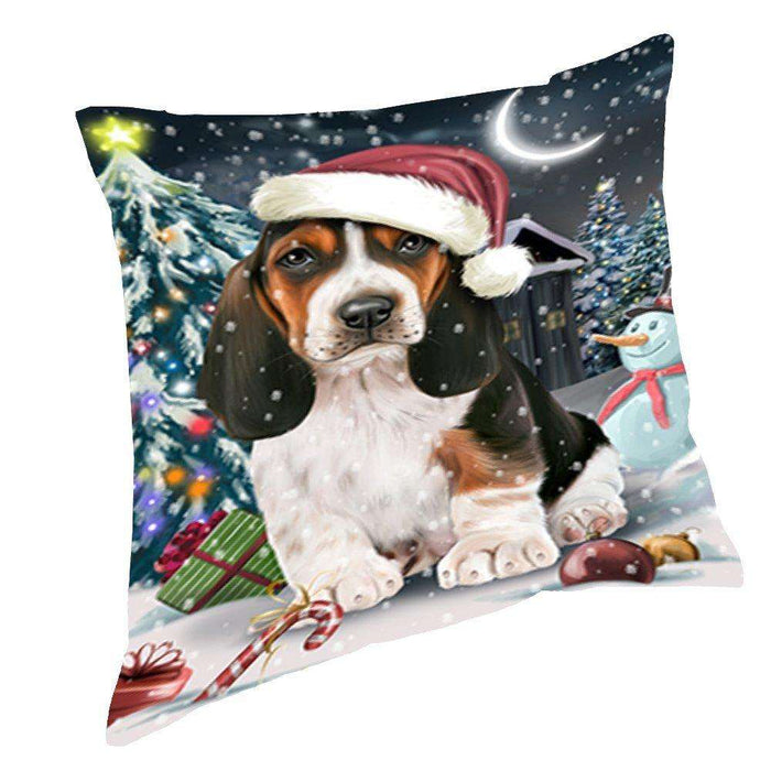 Have a Holly Jolly Christmas Happy Holidays Basset Hound Dog Throw Pillow PIL112