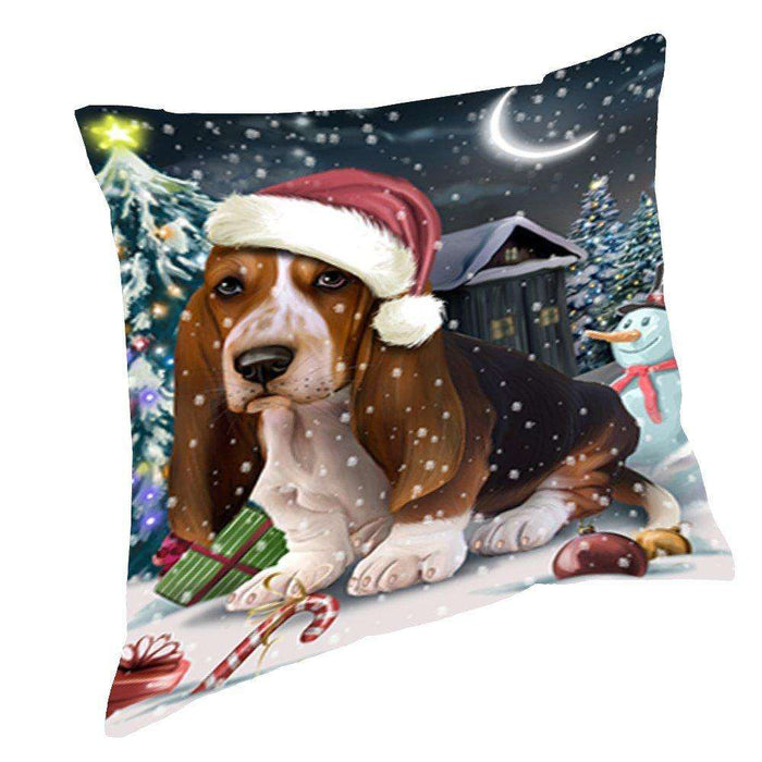 Have a Holly Jolly Christmas Happy Holidays Basset Hound Dog Throw Pillow PIL116