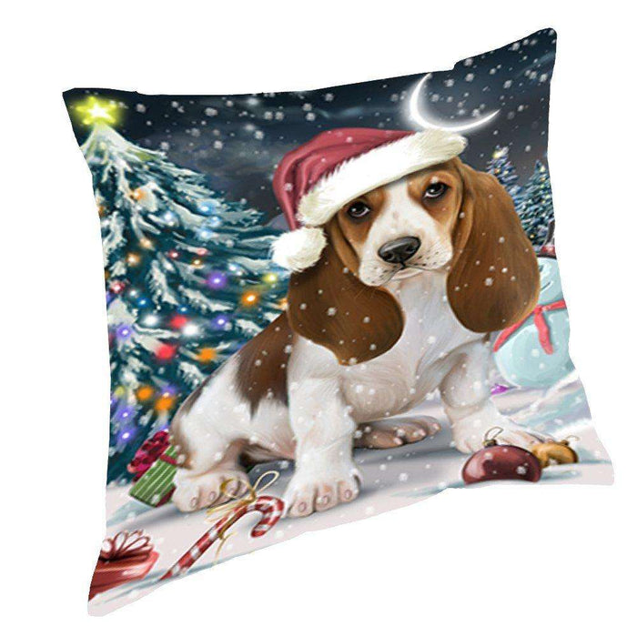 Have a Holly Jolly Christmas Happy Holidays Basset Hound Dog Throw Pillow PIL120