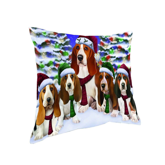 Have a Holly Jolly Christmas Happy Holidays Basset Hound Dog Throw Pillow PIL1620