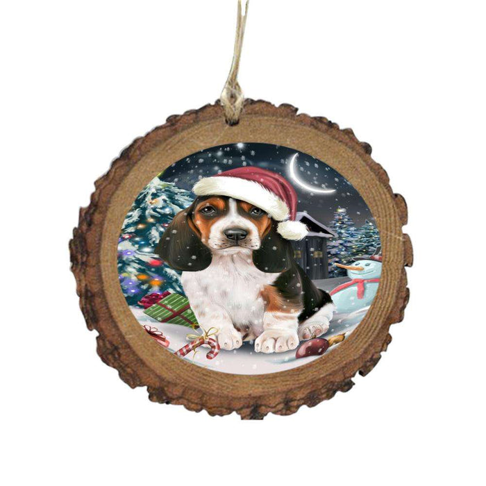 Have a Holly Jolly Christmas Happy Holidays Basset Hound Dog Wooden Christmas Ornament WOR48076