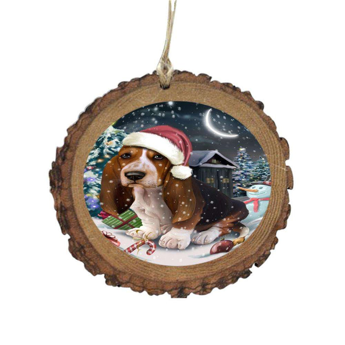 Have a Holly Jolly Christmas Happy Holidays Basset Hound Dog Wooden Christmas Ornament WOR48077