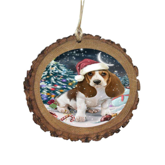 Have a Holly Jolly Christmas Happy Holidays Basset Hound Dog Wooden Christmas Ornament WOR48078