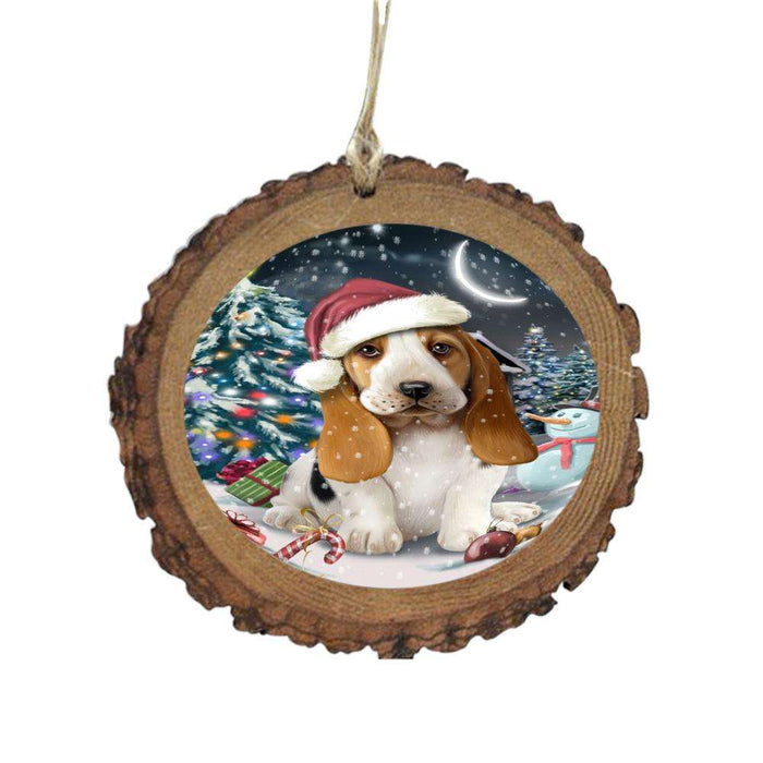 Have a Holly Jolly Christmas Happy Holidays Basset Hound Dog Wooden Christmas Ornament WOR48079