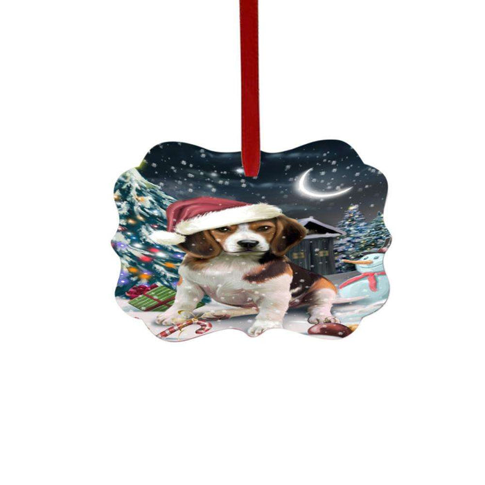 Have a Holly Jolly Christmas Happy Holidays Beagle Dog Double-Sided Photo Benelux Christmas Ornament LOR48080