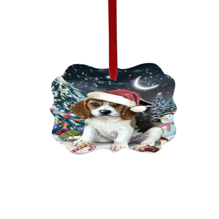 Have a Holly Jolly Christmas Happy Holidays Beagle Dog Double-Sided Photo Benelux Christmas Ornament LOR48082