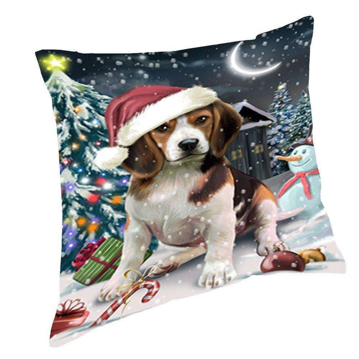 Have a Holly Jolly Christmas Happy Holidays Beagle Dog Throw Pillow PIL128