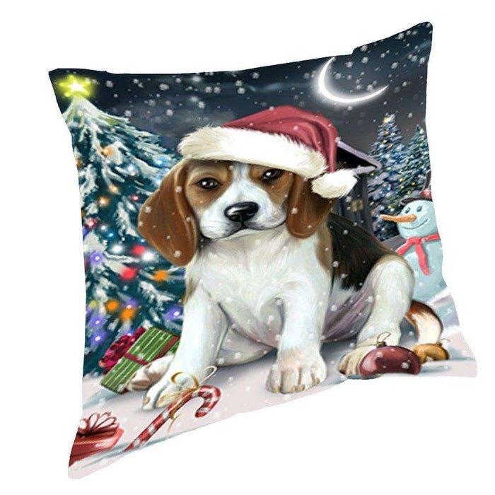 Have a Holly Jolly Christmas Happy Holidays Beagle Dog Throw Pillow PIL136