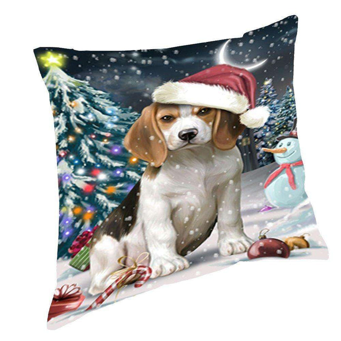 Have a Holly Jolly Christmas Happy Holidays Beagle Dog Throw Pillow PIL140