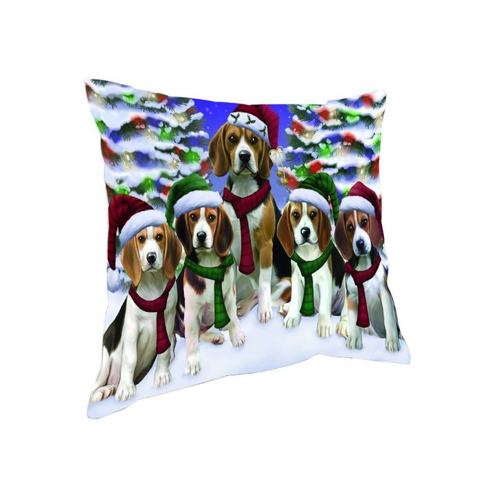 Have a Holly Jolly Christmas Happy Holidays Beagle Dog Throw Pillow PIL1624