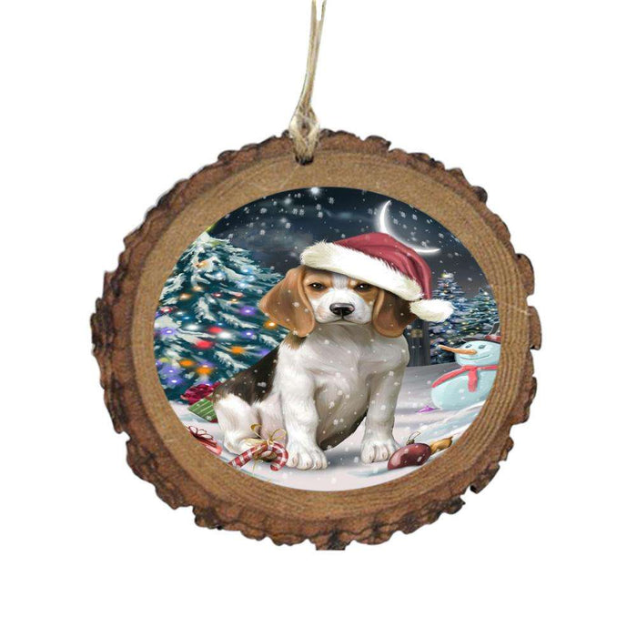 Have a Holly Jolly Christmas Happy Holidays Beagle Dog Wooden Christmas Ornament WOR48083