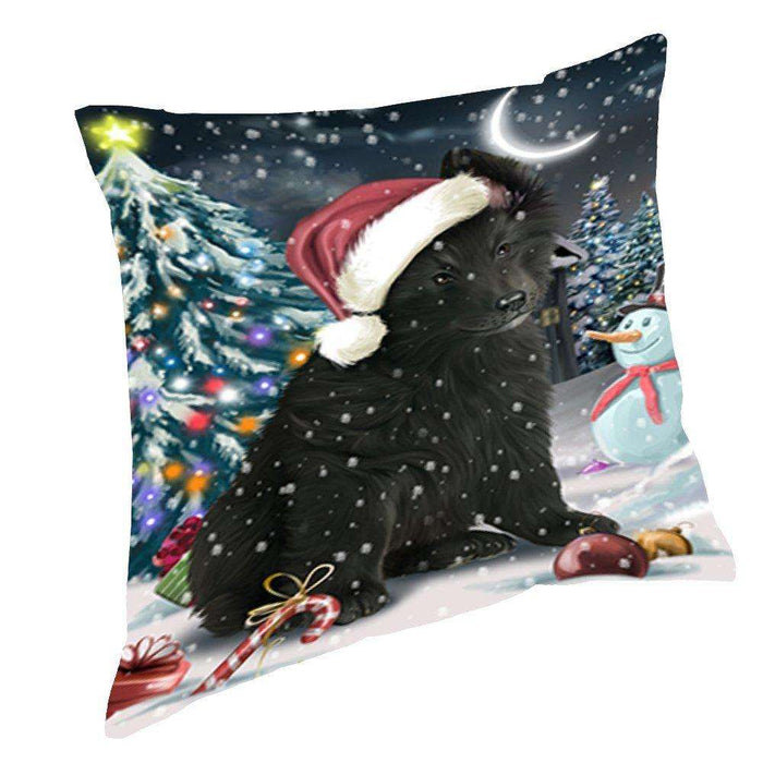 Have a Holly Jolly Christmas Happy Holidays Belgian Shepherd Dog Throw Pillow PIL000