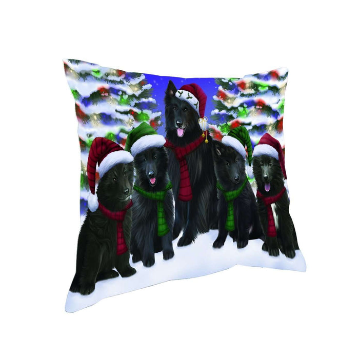 Have a Holly Jolly Christmas Happy Holidays Belgian Shepherd Dog Throw Pillow PIL1628