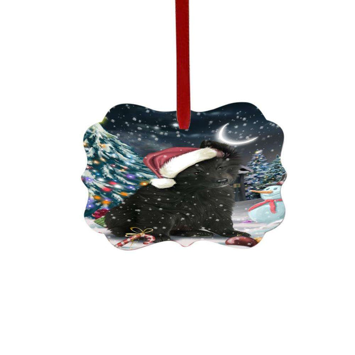 Have a Holly Jolly Christmas Happy Holidays Belgium Stepherd Dog Double-Sided Photo Benelux Christmas Ornament LOR48087