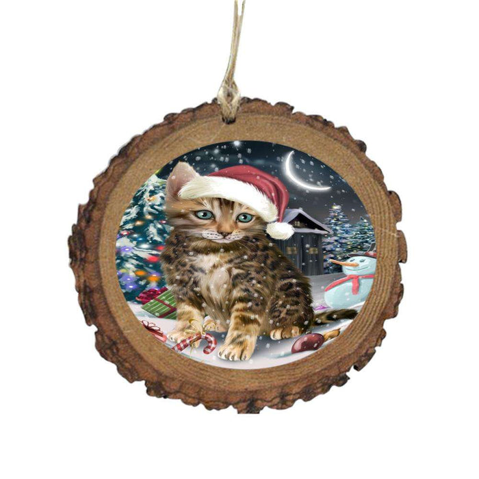 Have a Holly Jolly Christmas Happy Holidays Bengal Cat Wooden Christmas Ornament WOR48024