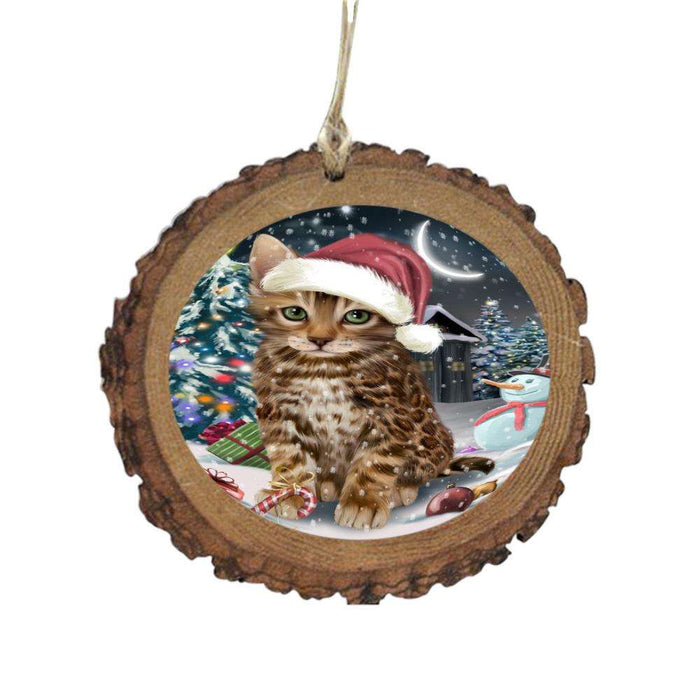 Have a Holly Jolly Christmas Happy Holidays Bengal Cat Wooden Christmas Ornament WOR48025