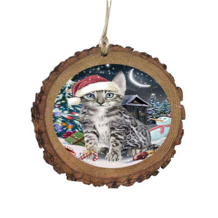 Have a Holly Jolly Christmas Happy Holidays Bengal Cat Wooden Christmas Ornament WOR48026