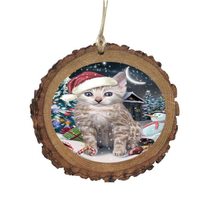 Have a Holly Jolly Christmas Happy Holidays Bengal Cat Wooden Christmas Ornament WOR48027