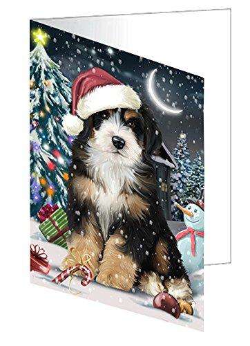 Have a Holly Jolly Christmas Happy Holidays Bernedoodle Dog Handmade Artwork Assorted Pets Greeting Cards and Note Cards with Envelopes for All Occasions and Holiday Seasons GCD2370