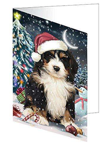 Have a Holly Jolly Christmas Happy Holidays Bernedoodle Dog Handmade Artwork Assorted Pets Greeting Cards and Note Cards with Envelopes for All Occasions and Holiday Seasons GCD2375