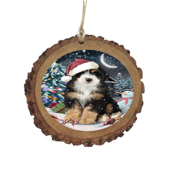 Have a Holly Jolly Christmas Happy Holidays Bernedoodle Dog Wooden Christmas Ornament WOR48089