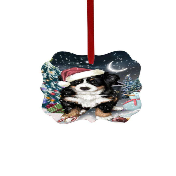 Have a Holly Jolly Christmas Happy Holidays Bernese Mountain Dog Double-Sided Photo Benelux Christmas Ornament LOR48028