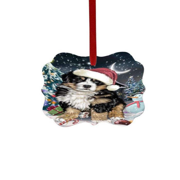 Have a Holly Jolly Christmas Happy Holidays Bernese Mountain Dog Double-Sided Photo Benelux Christmas Ornament LOR48030