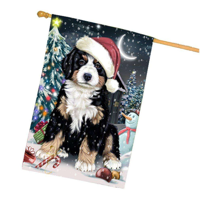 Have a Holly Jolly Christmas Happy Holidays Bernese Mountain Dog House Flag HFLG219