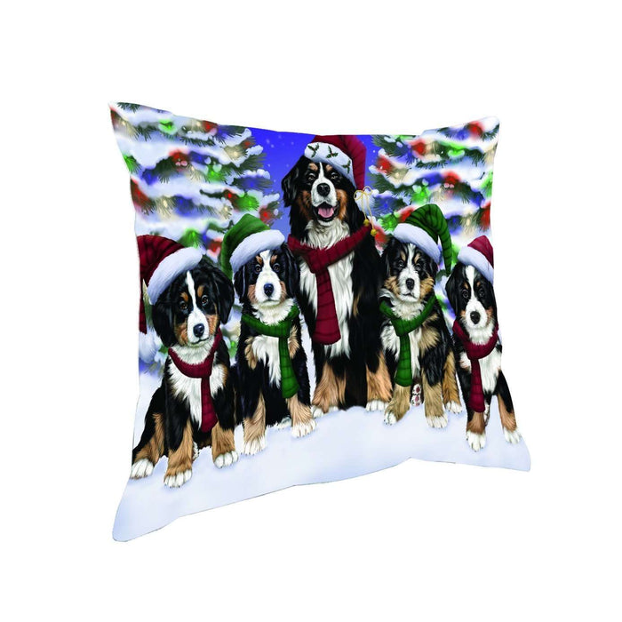 Have a Holly Jolly Christmas Happy Holidays Bernese Mountain Dog Throw Pillow PIL1632
